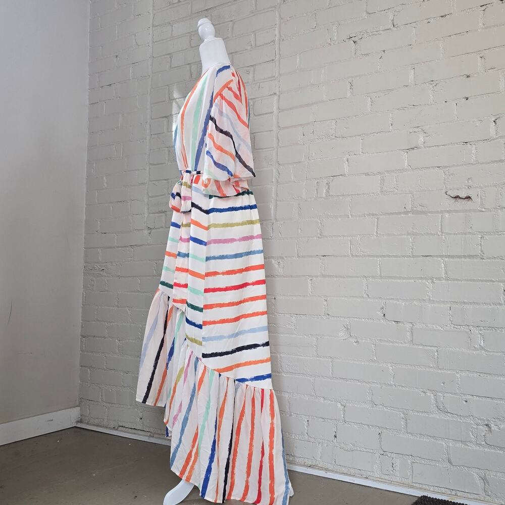 L'ATISTE by Amy Multi-Color Striped Maxi Dress┃ Plus Size 1X ┃Boho Ruffle Hem - Picture 2 of 9